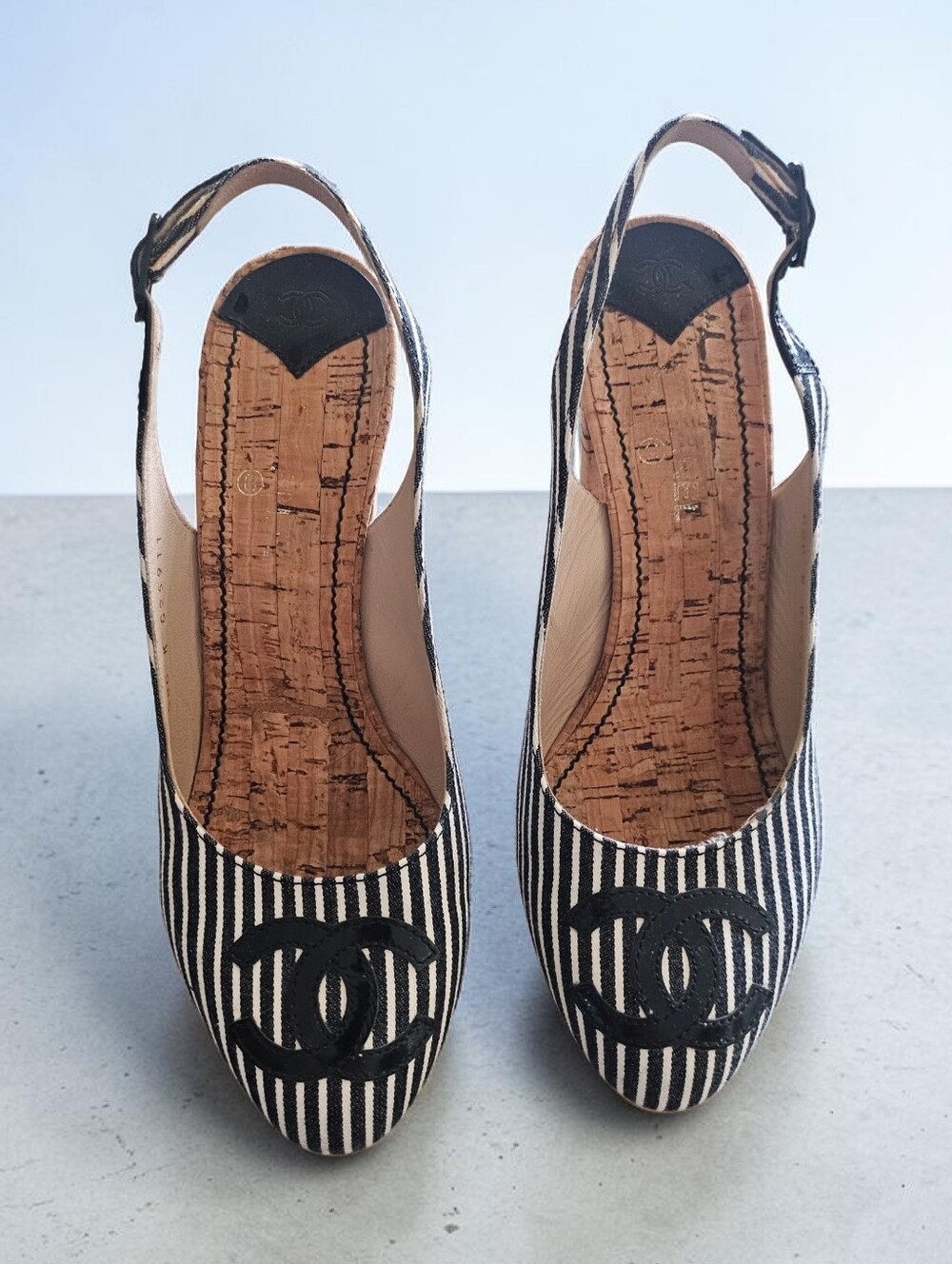 Vintage Chanel Cork Slingback Heels
